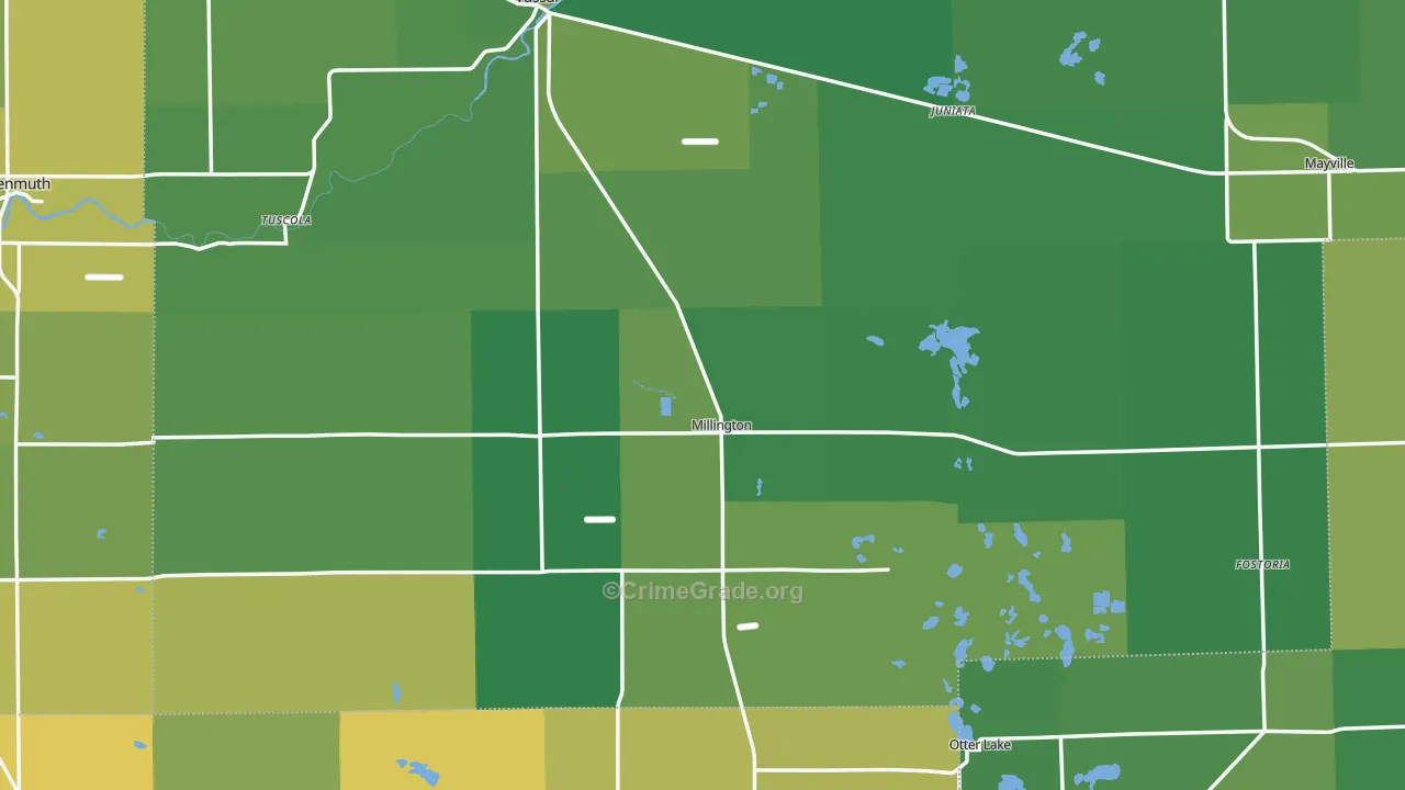 Millington, MI Map of Vehicle Theft Rates