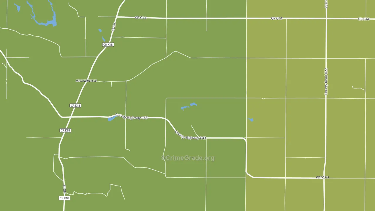 Millnerville, IA Map of Vehicle Theft Rates