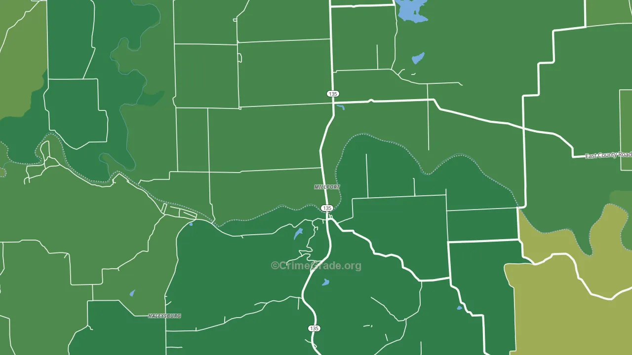 Millport, IN Map of Vehicle Theft Rates