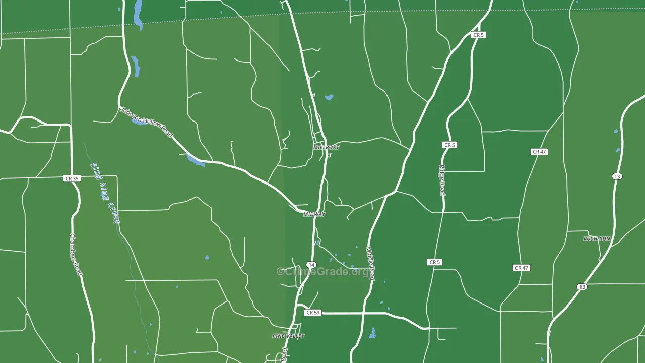 Millport, NY Map of Vehicle Theft Rates