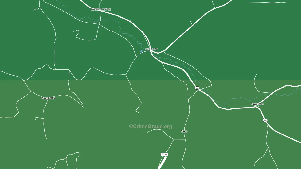 Millport, PA Map of Vehicle Theft Rates