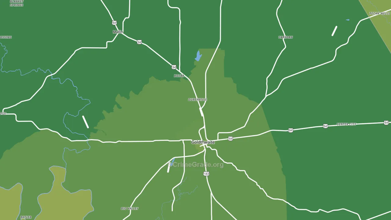 Mills County, TX Map of Vehicle Theft Rates