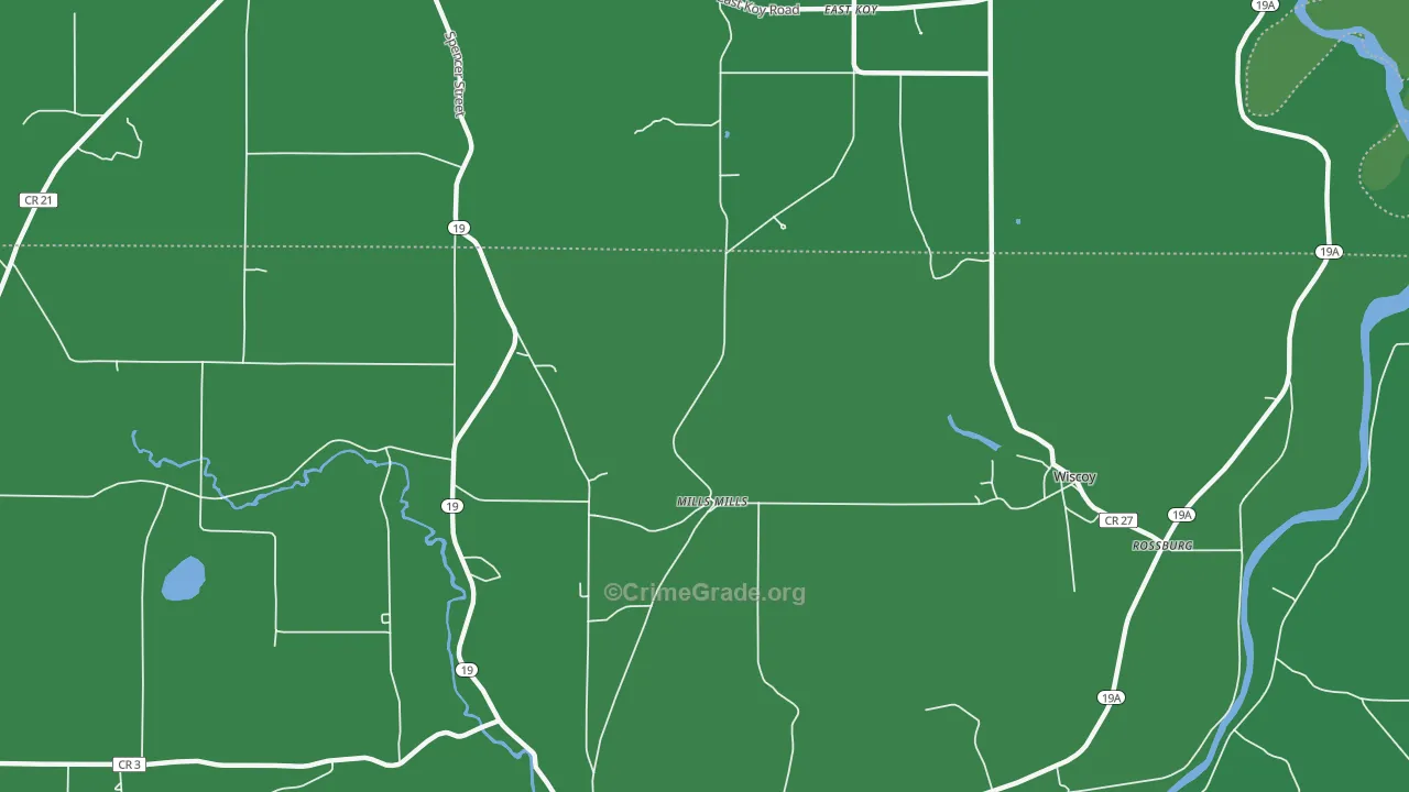 Mills Mills, NY Map of Vehicle Theft Rates