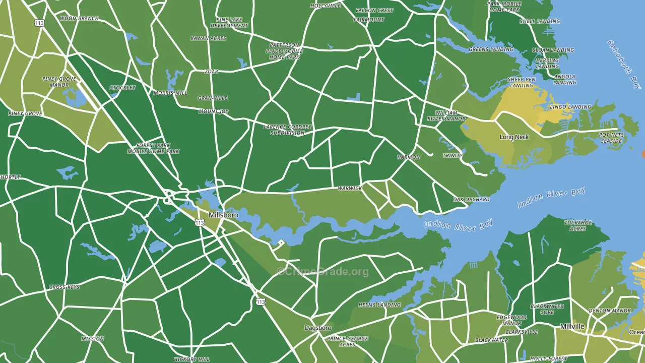 Millsboro, DE Map of Vehicle Theft Rates