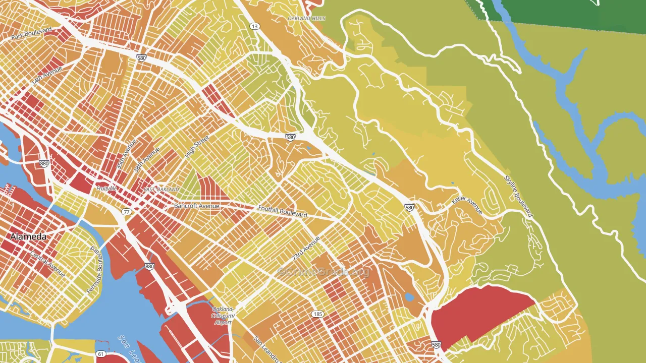 Millsmont, Oakland, CA Map of Vehicle Theft Rates