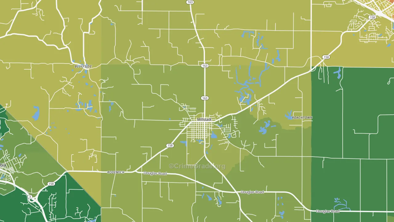 Millstadt, IL Map of Vehicle Theft Rates
