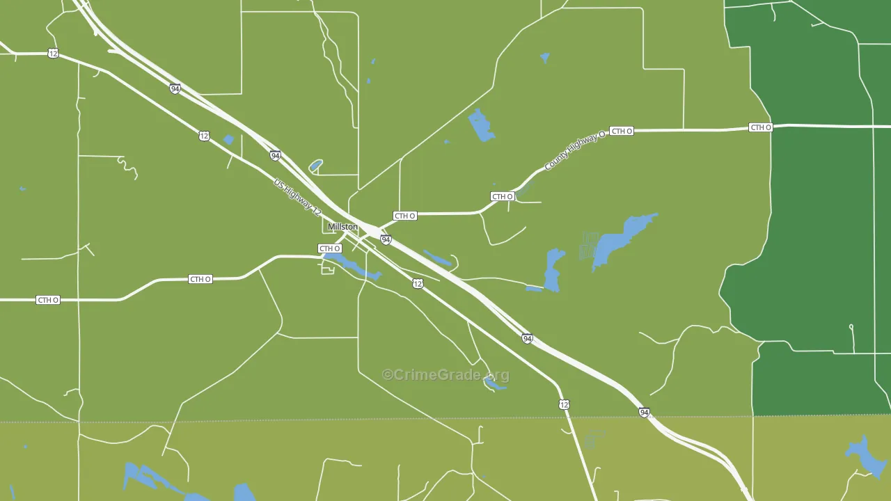 Millston, WI Map of Vehicle Theft Rates