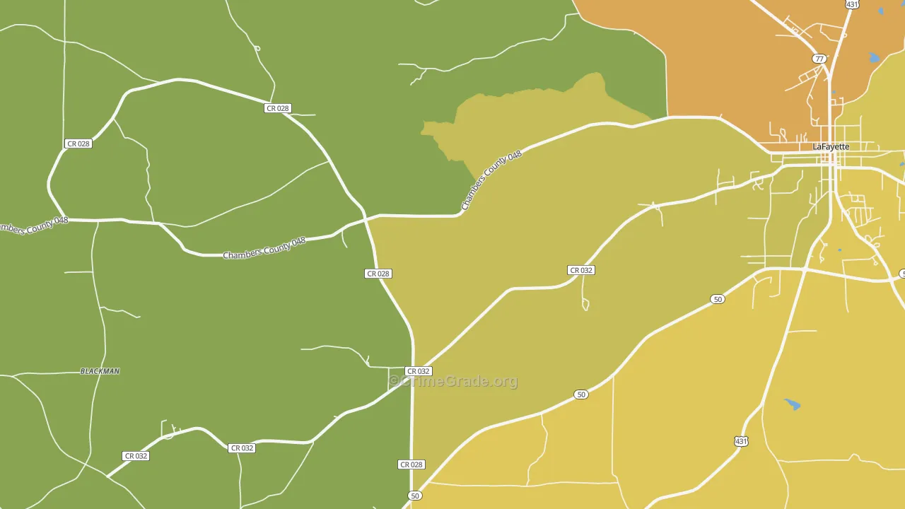Milltown, AL Map of Vehicle Theft Rates