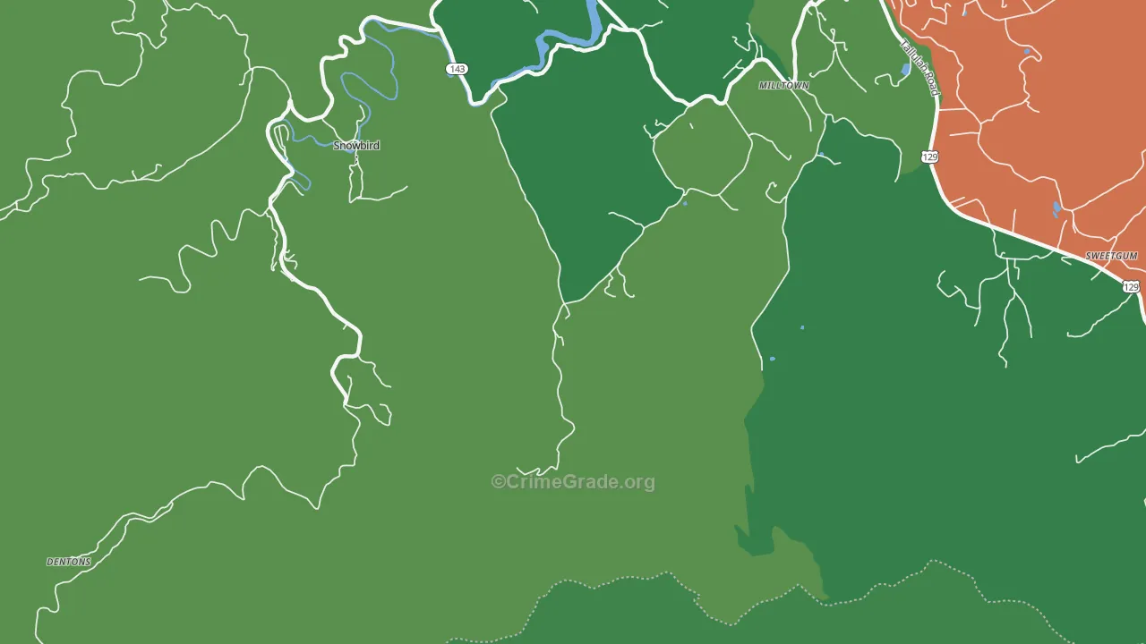 Milltown, NC Map of Vehicle Theft Rates