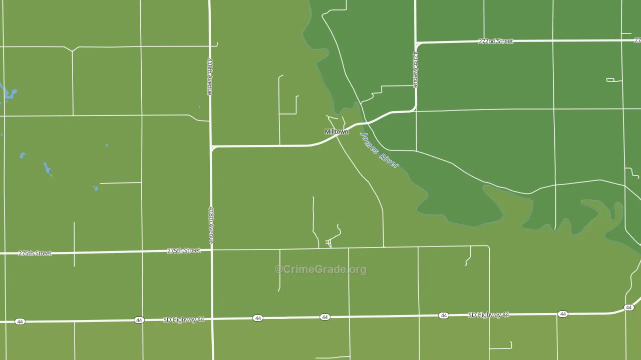 Milltown, SD Map of Vehicle Theft Rates