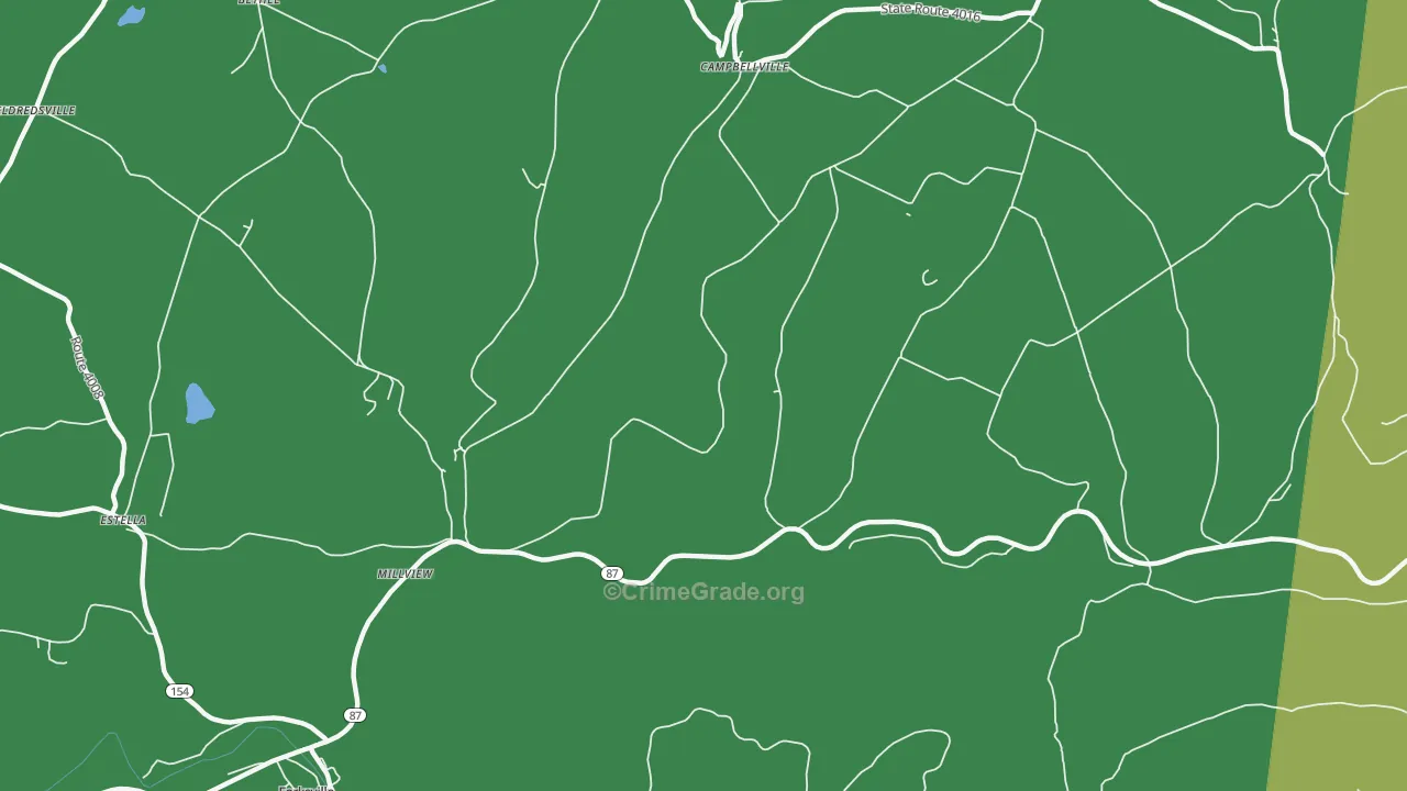 Millview, PA Map of Vehicle Theft Rates