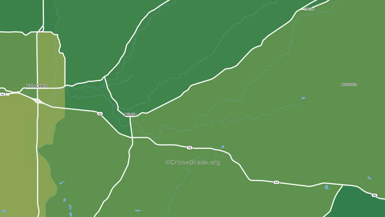 Millville, CA Map of Vehicle Theft Rates