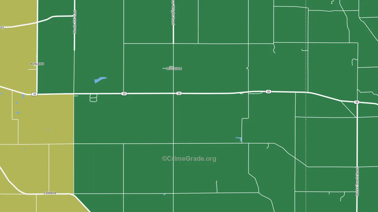 Millville, IN Map of Vehicle Theft Rates
