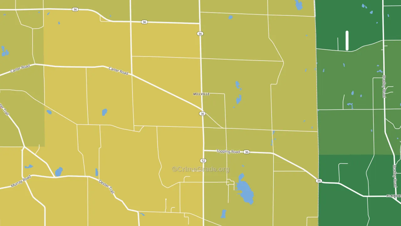 Millville, MI Map of Vehicle Theft Rates