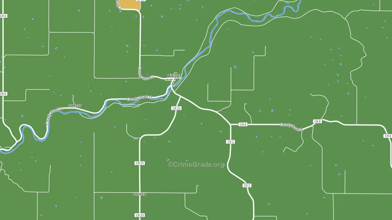 Millville, MN Map of Vehicle Theft Rates