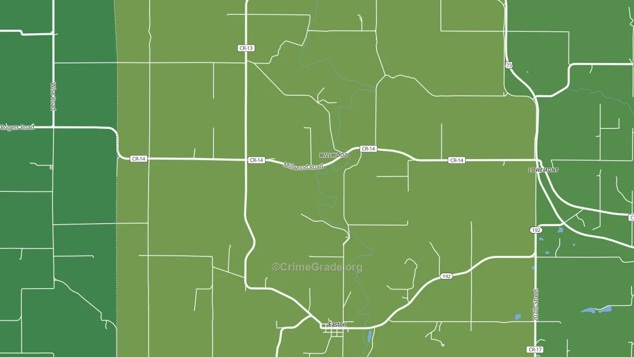 Millwood, KS Map of Vehicle Theft Rates