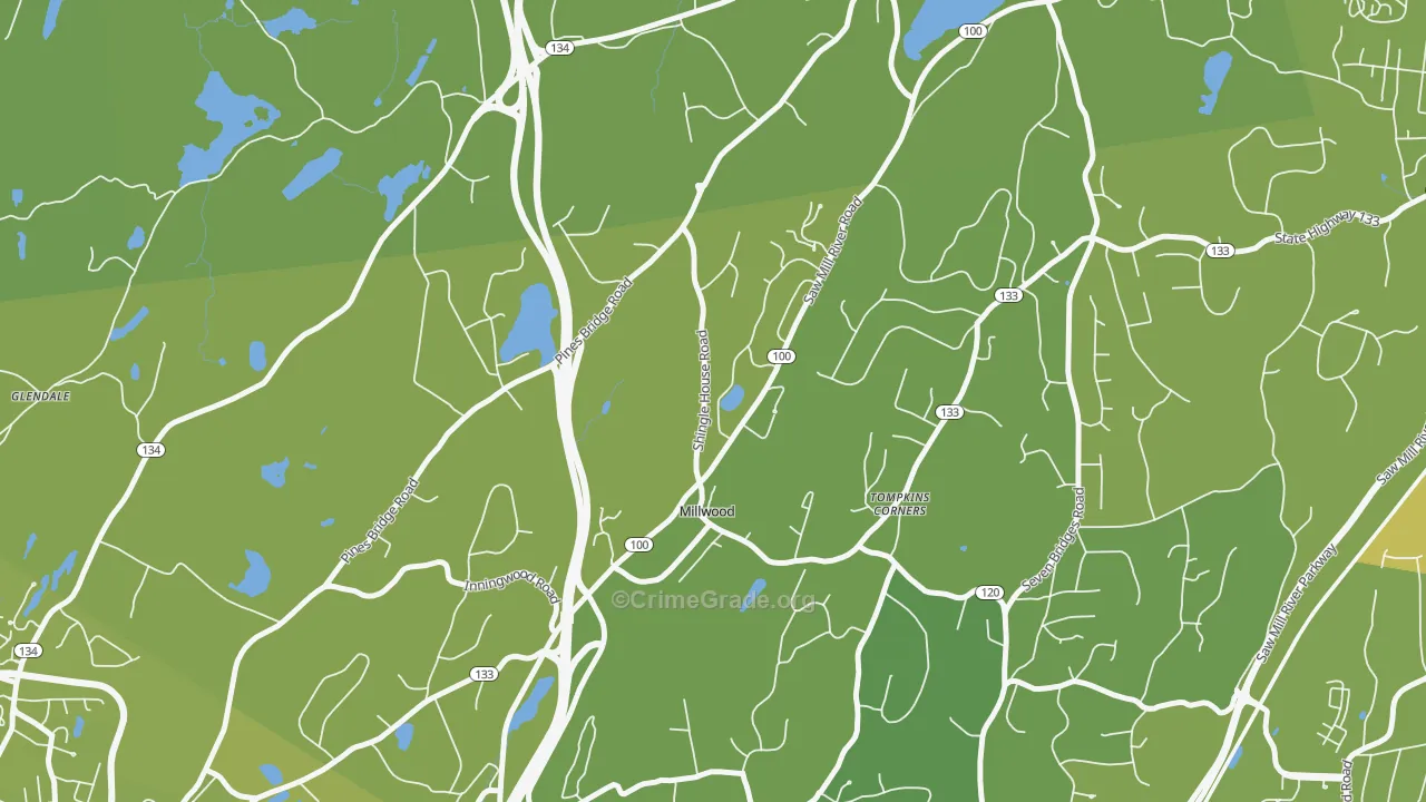 Millwood, NY Map of Vehicle Theft Rates