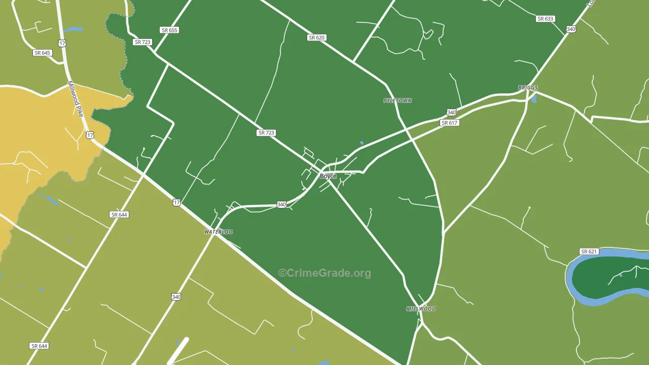 Millwood, VA Map of Vehicle Theft Rates
