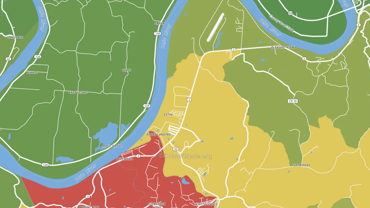 Millwood, WV Map of Vehicle Theft Rates