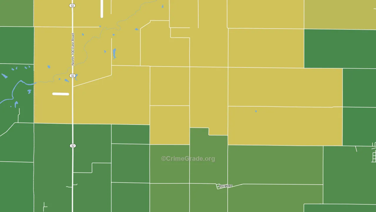 Milmine, IL Map of Vehicle Theft Rates