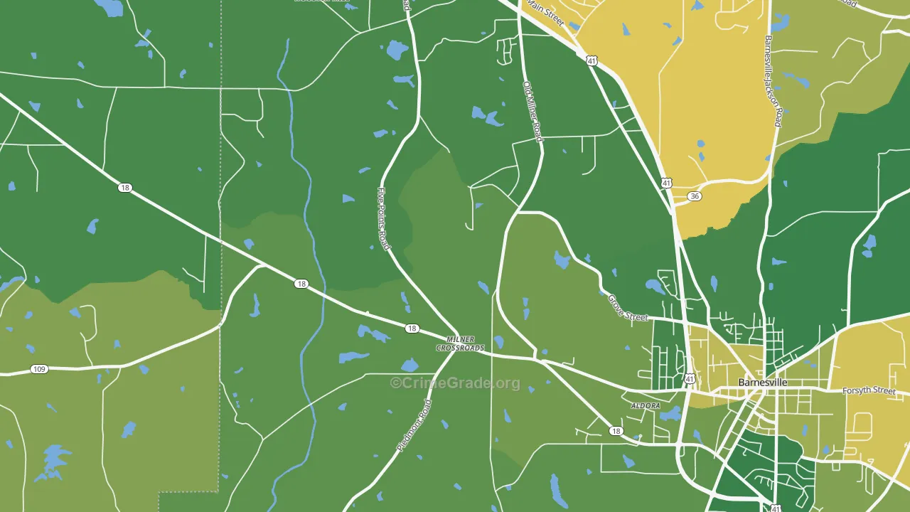 Milner Crossroads, GA Map of Vehicle Theft Rates