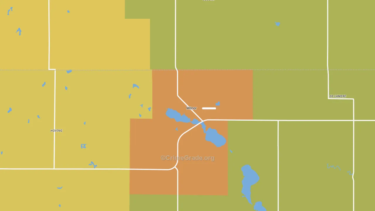 Milnor, ND Map of Vehicle Theft Rates