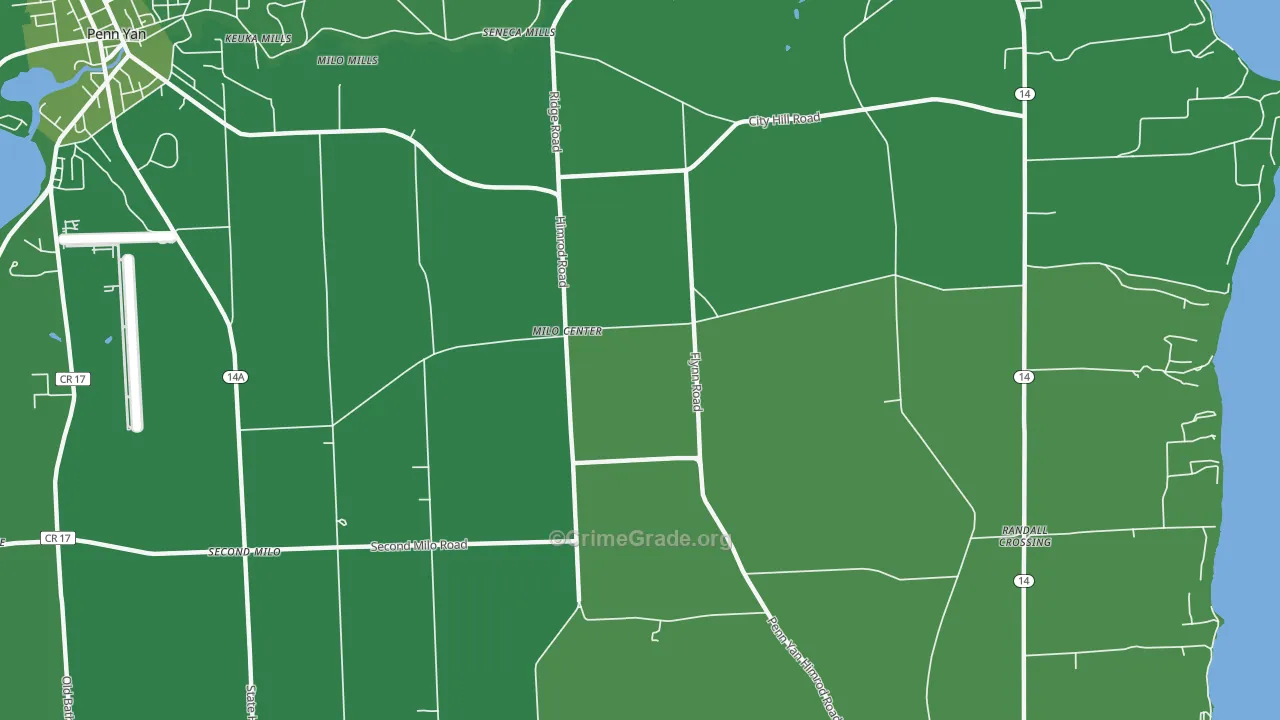 Milo Center, NY Map of Vehicle Theft Rates