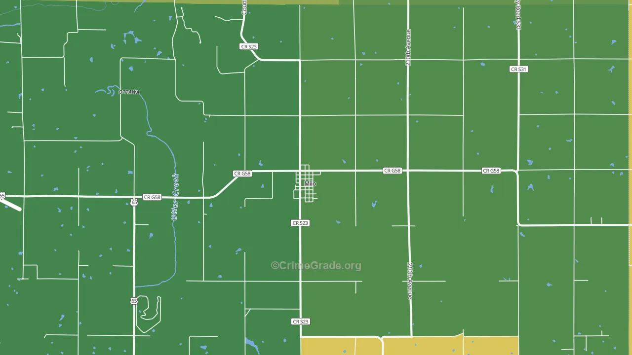 Milo, IA Map of Vehicle Theft Rates