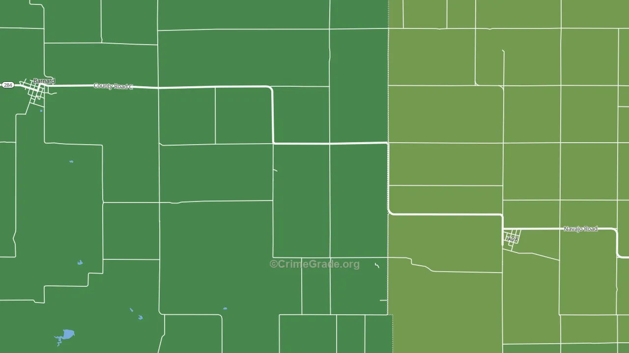 Milo, KS Map of Vehicle Theft Rates