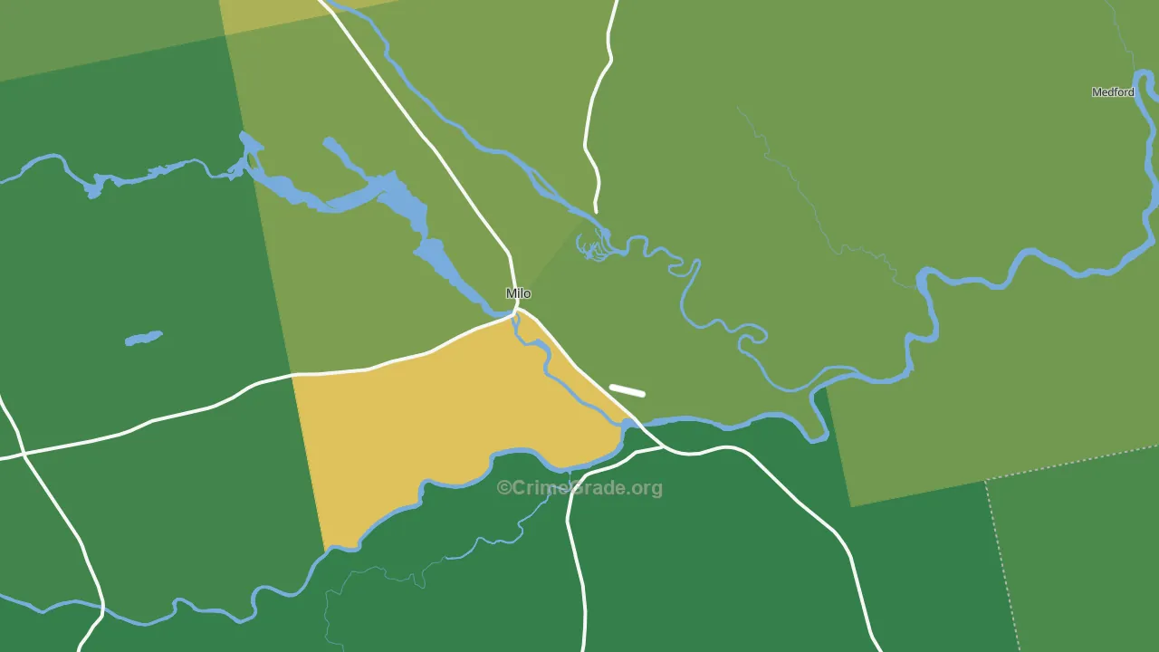 Milo, ME Map of Vehicle Theft Rates
