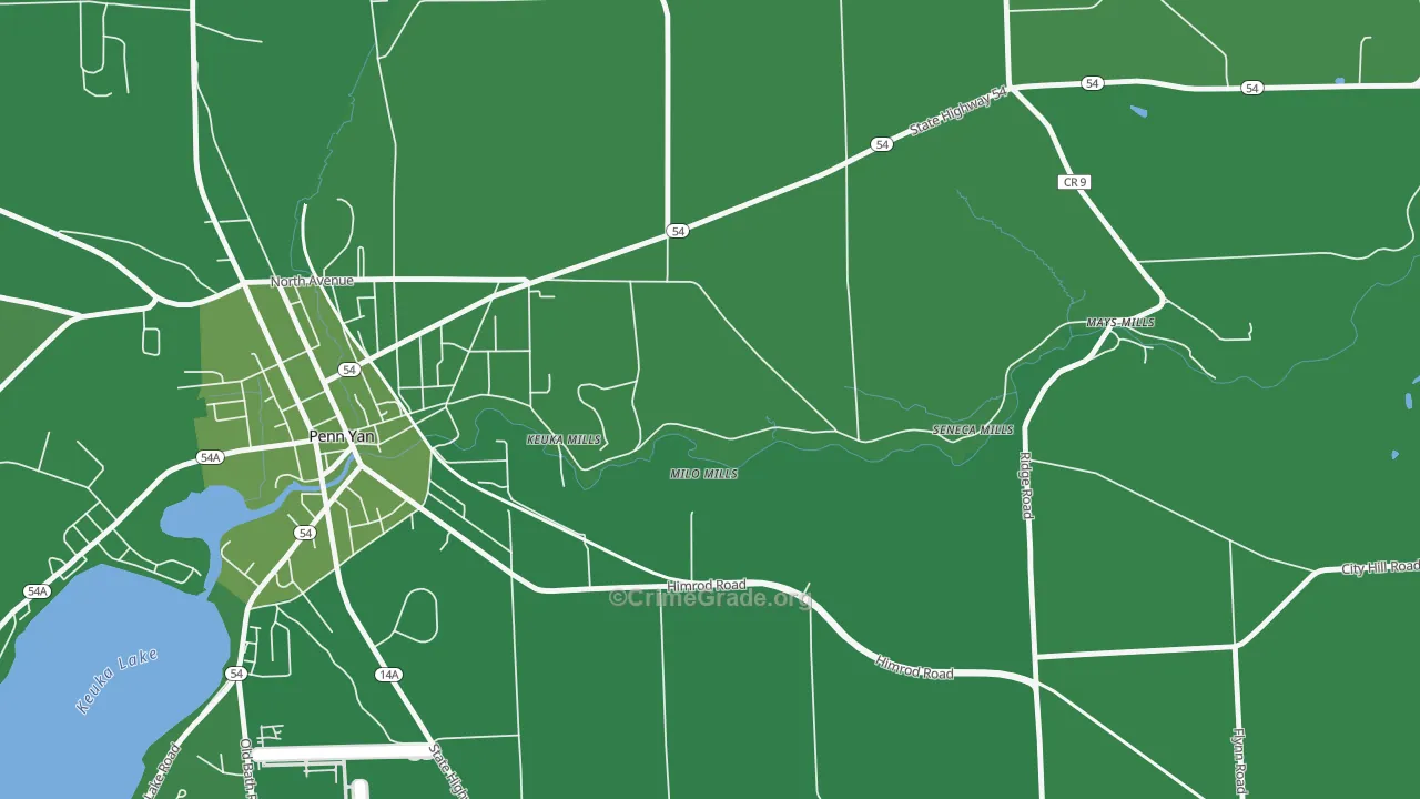 Milo Mills, NY Map of Vehicle Theft Rates