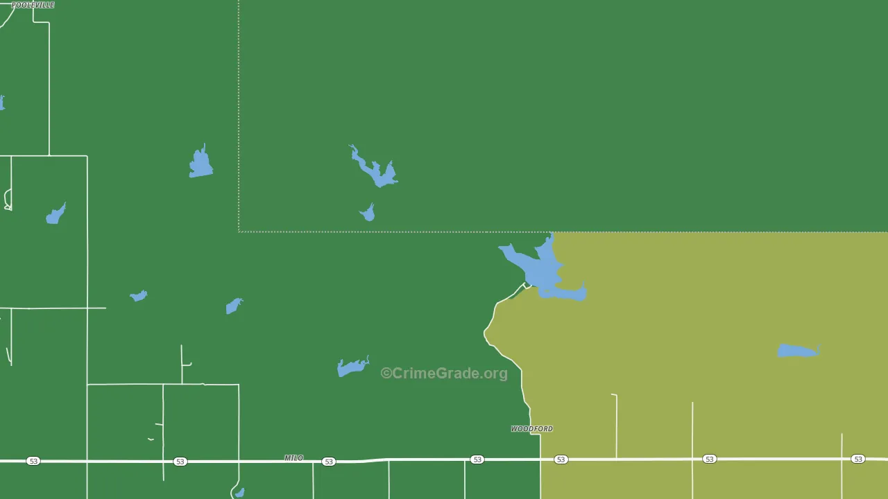 Milo, OK Map of Vehicle Theft Rates