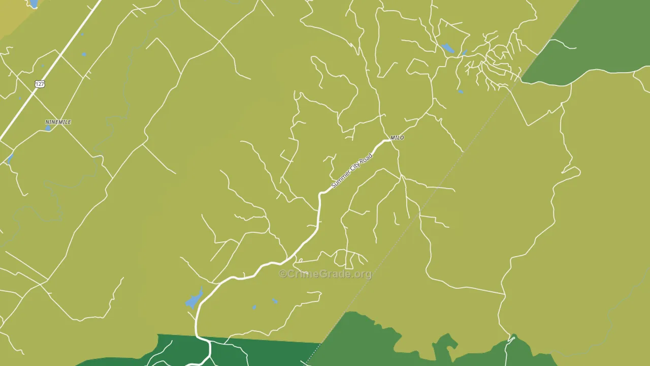 Milo, TN Map of Vehicle Theft Rates