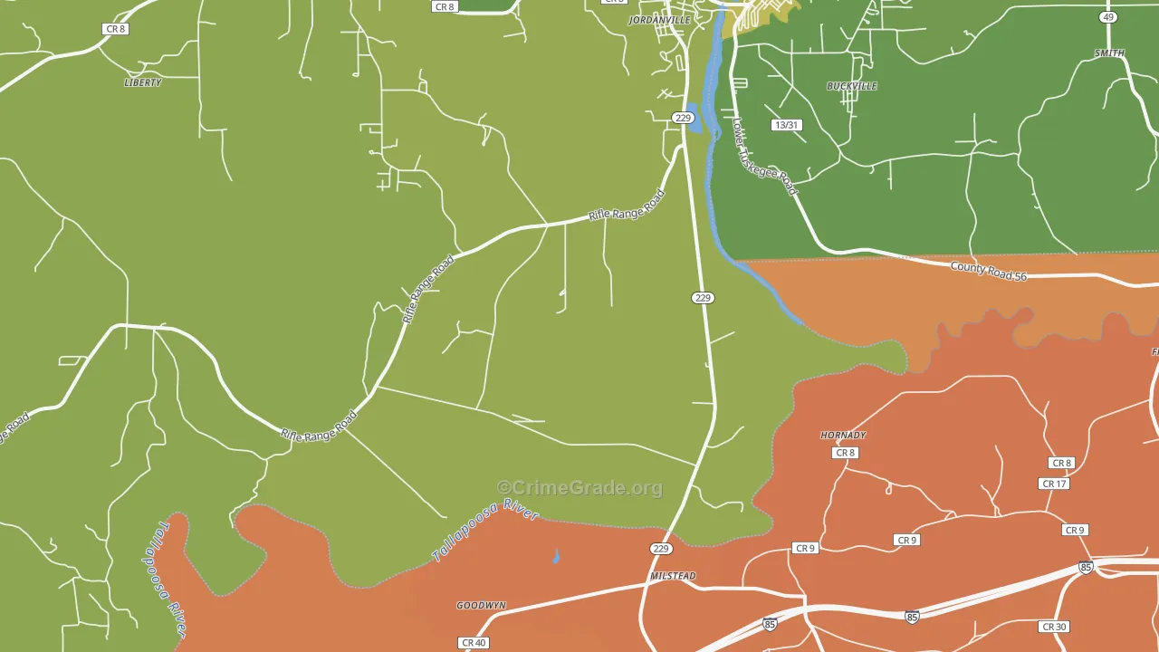 Milstead, AL Map of Vehicle Theft Rates