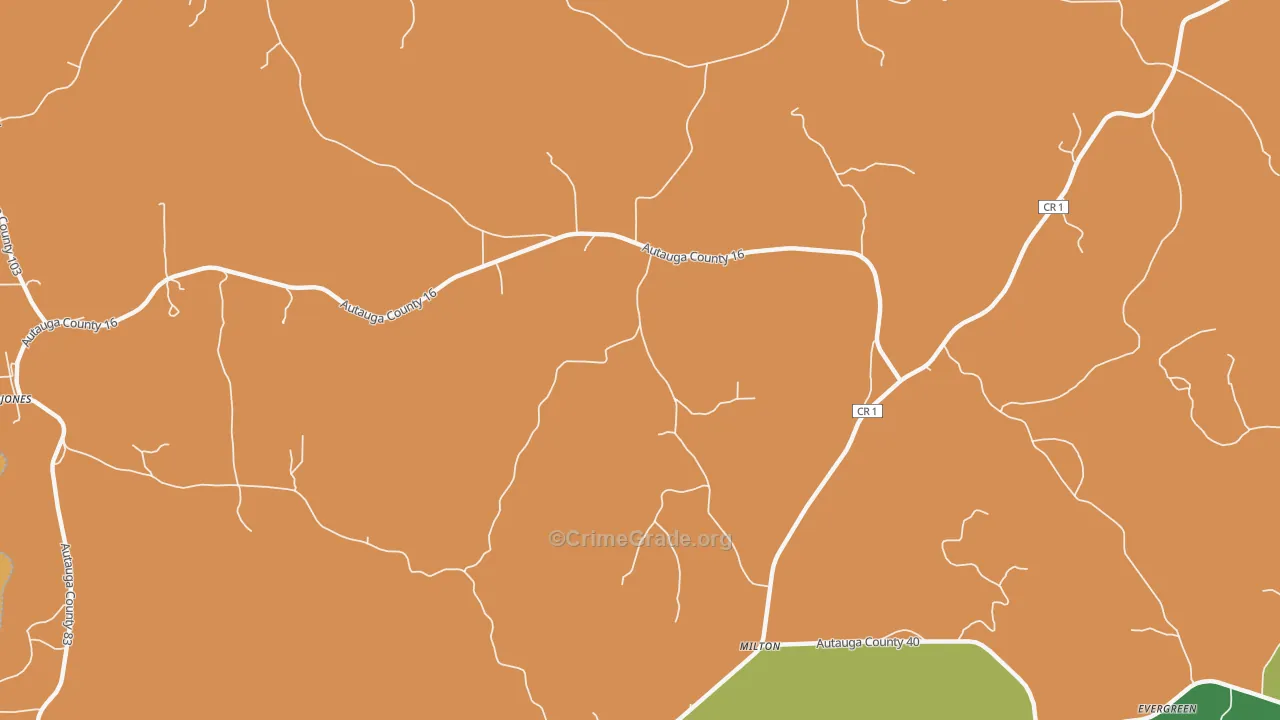 Milton, AL Map of Vehicle Theft Rates