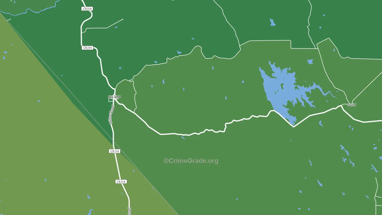 Milton, CA Map of Vehicle Theft Rates