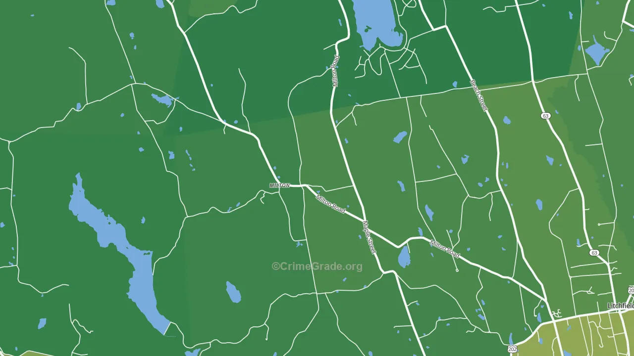 Milton, CT Map of Vehicle Theft Rates