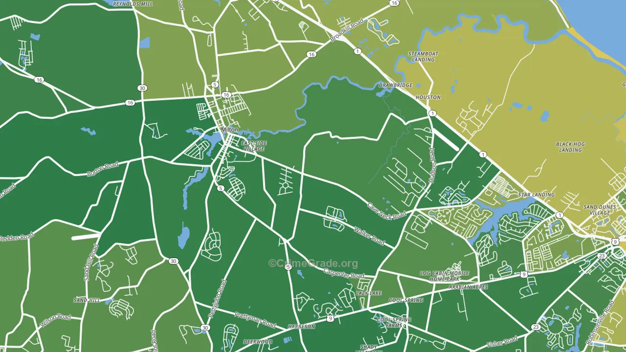 Milton, DE Map of Vehicle Theft Rates