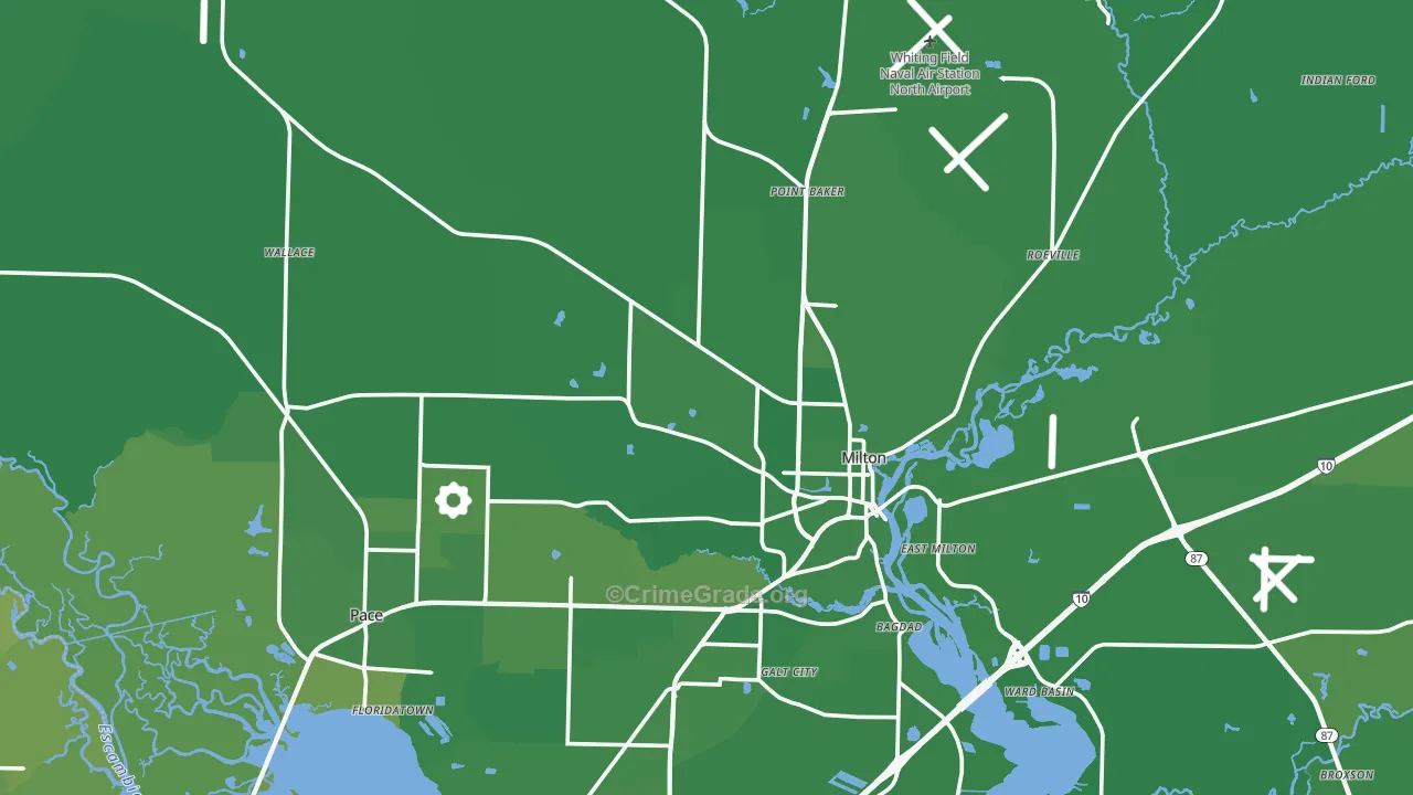 Milton, FL Map of Vehicle Theft Rates