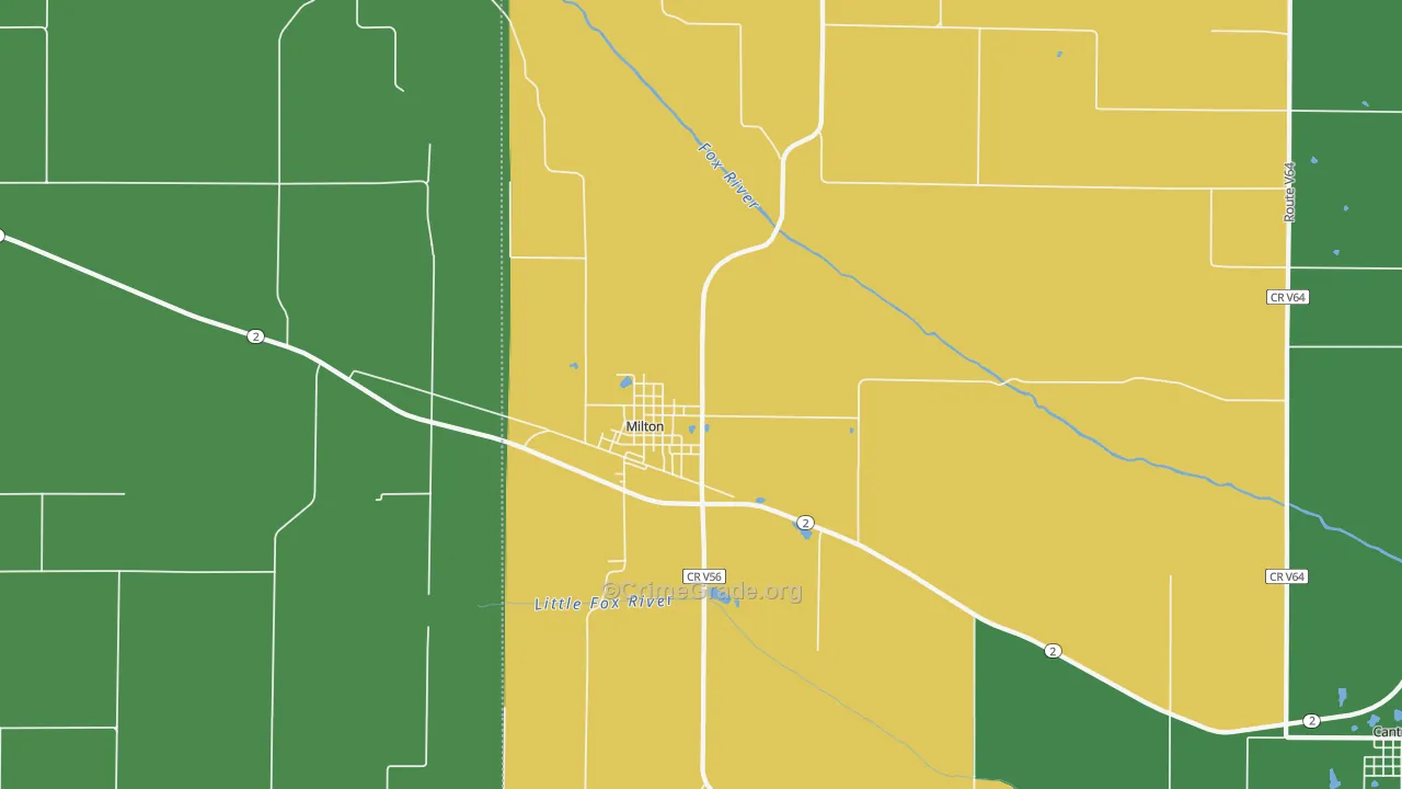 Milton, IA Map of Vehicle Theft Rates