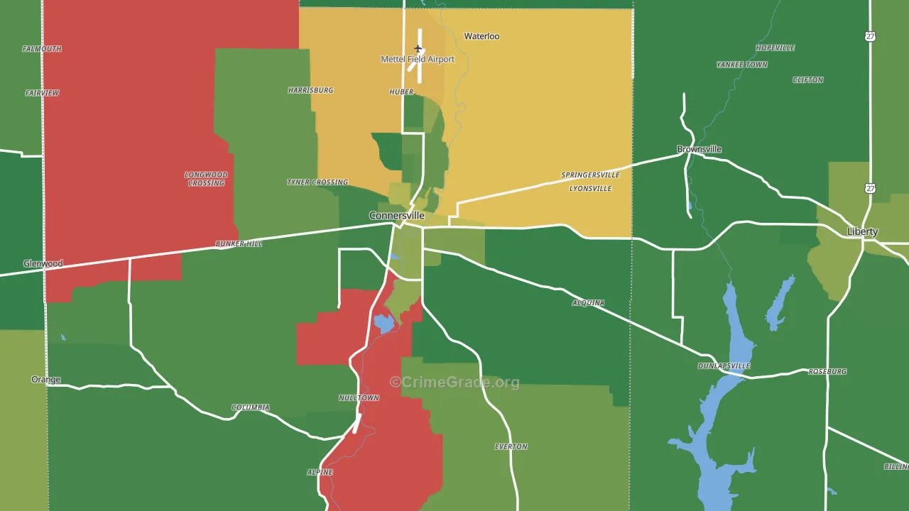 Milton, IN Map of Vehicle Theft Rates
