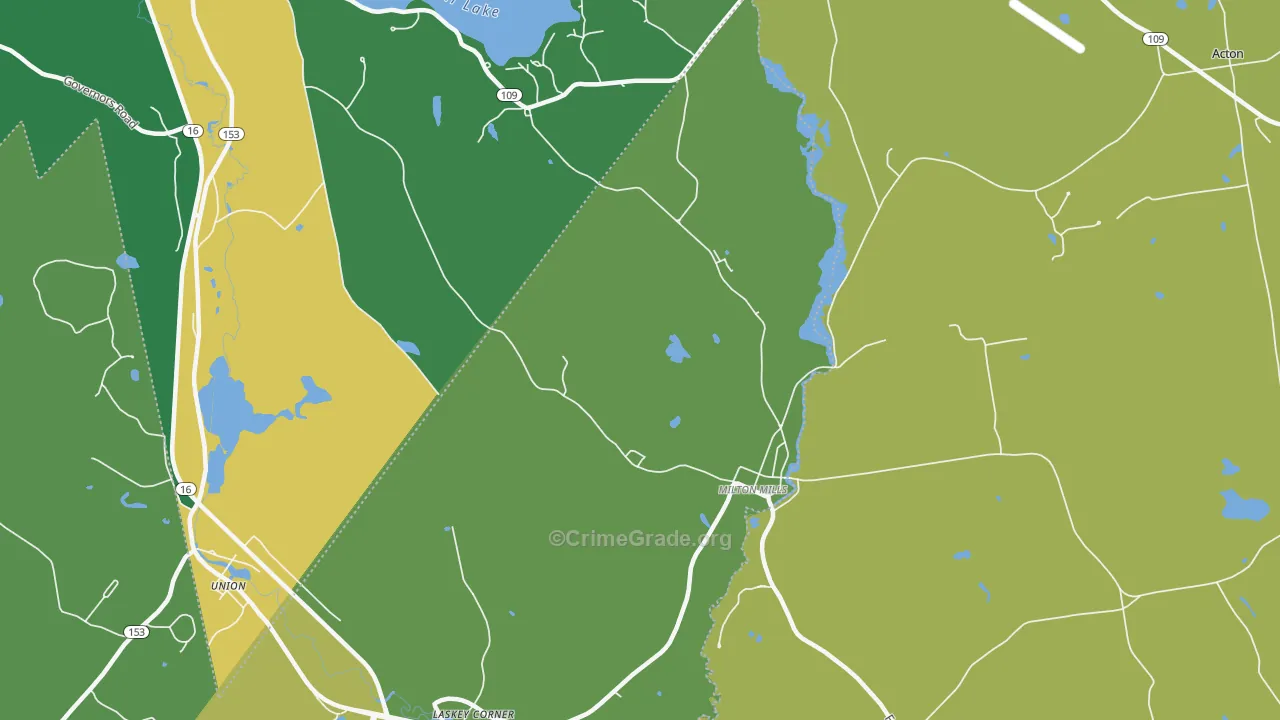 Milton Mills, NH Map of Vehicle Theft Rates