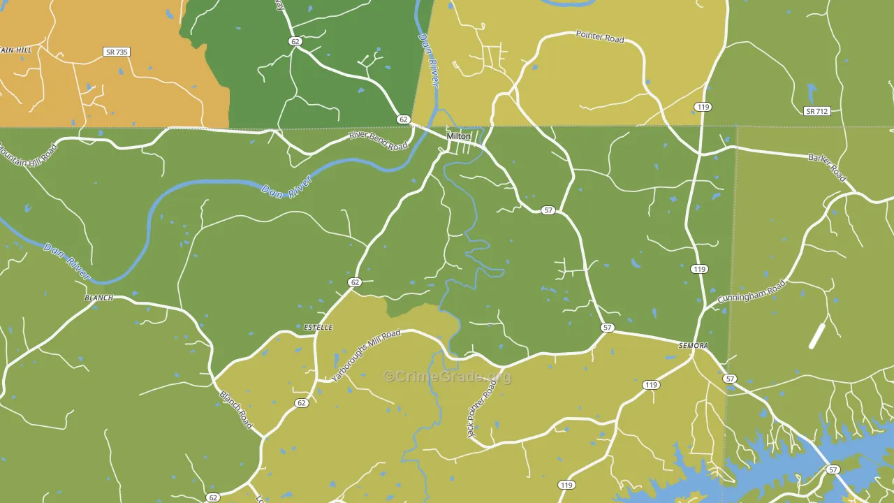 Milton, NC Map of Vehicle Theft Rates