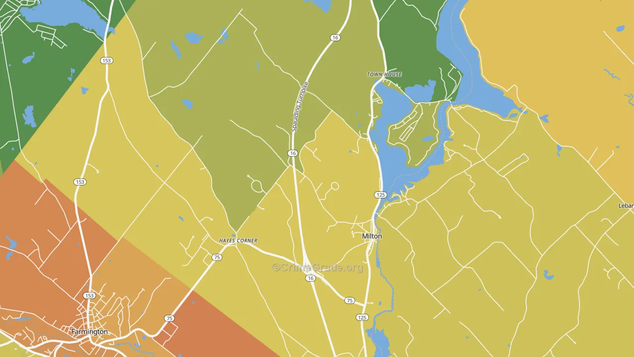 Milton, NH Map of Vehicle Theft Rates