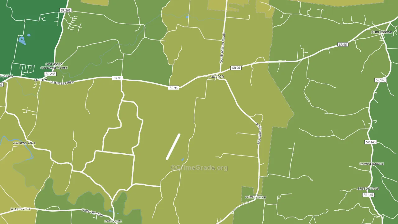 Milton, TN Map of Vehicle Theft Rates