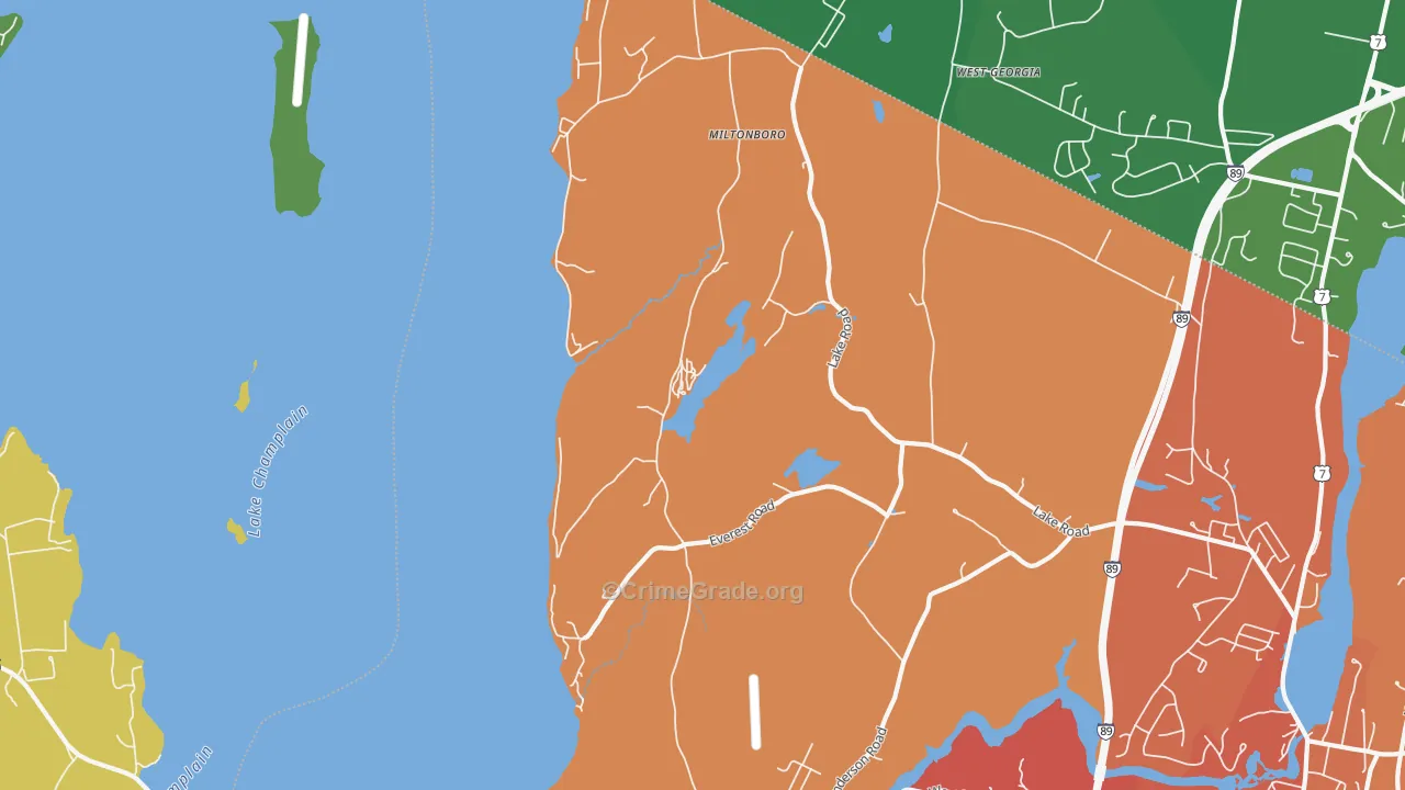 Miltonboro, VT Map of Vehicle Theft Rates