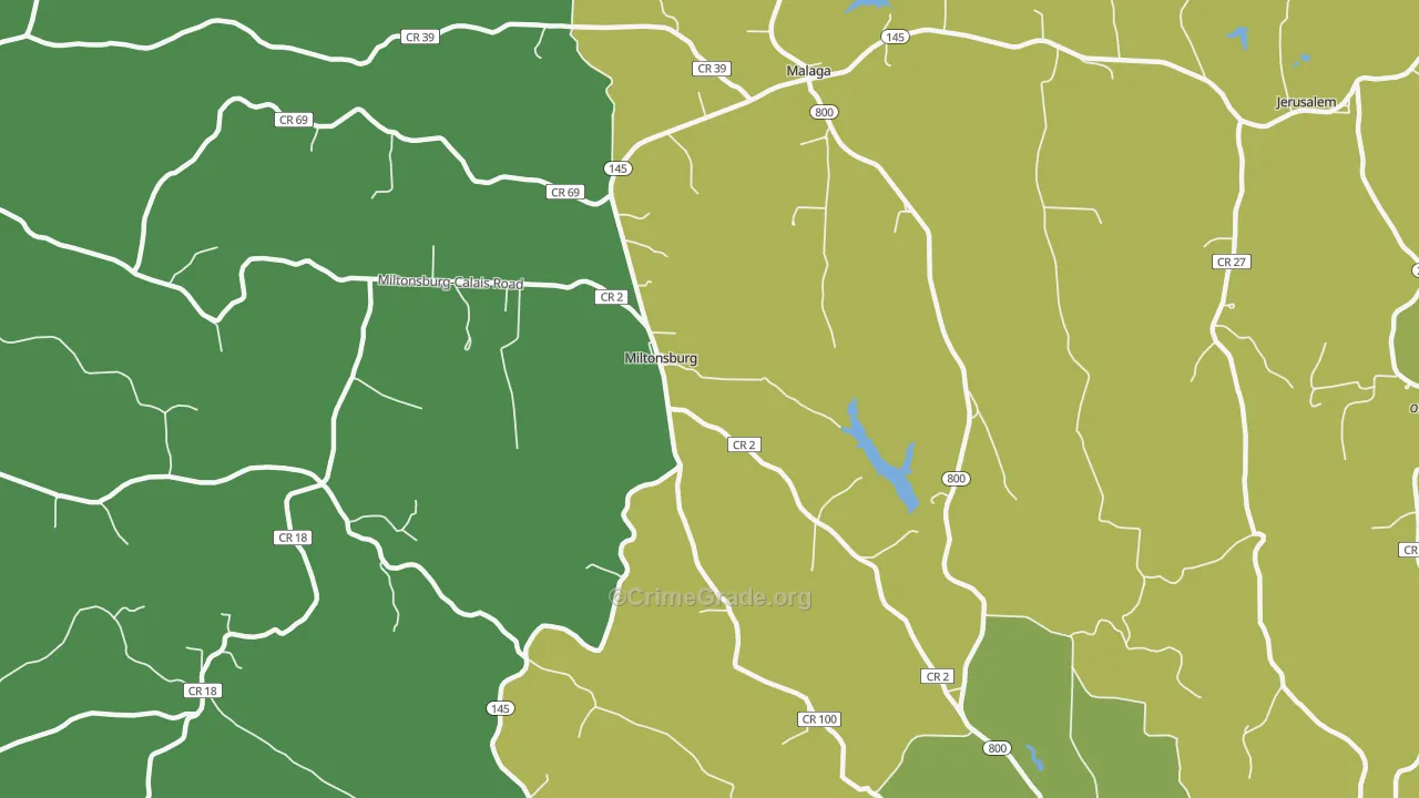 Miltonsburg, OH Map of Vehicle Theft Rates