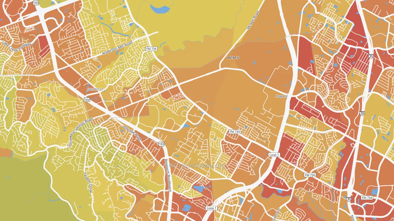 Milwood, Austin, TX Map of Vehicle Theft Rates