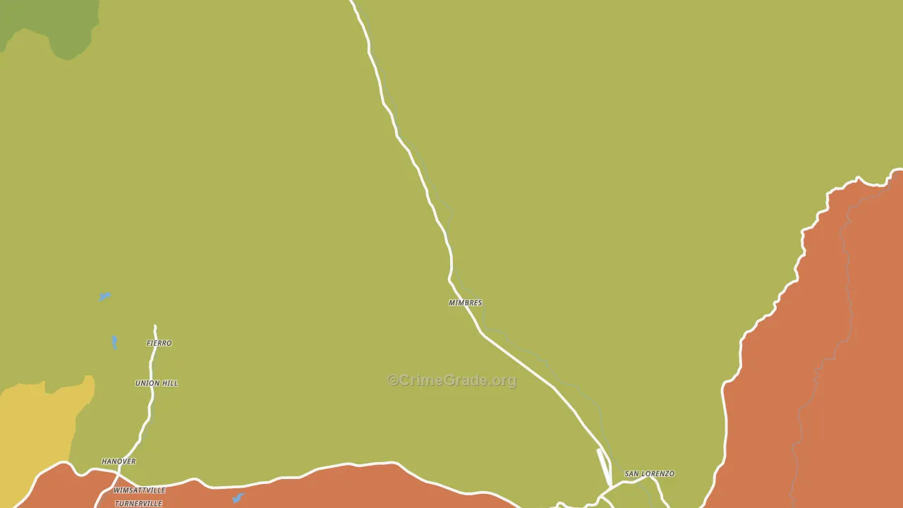 Mimbres, NM Map of Vehicle Theft Rates