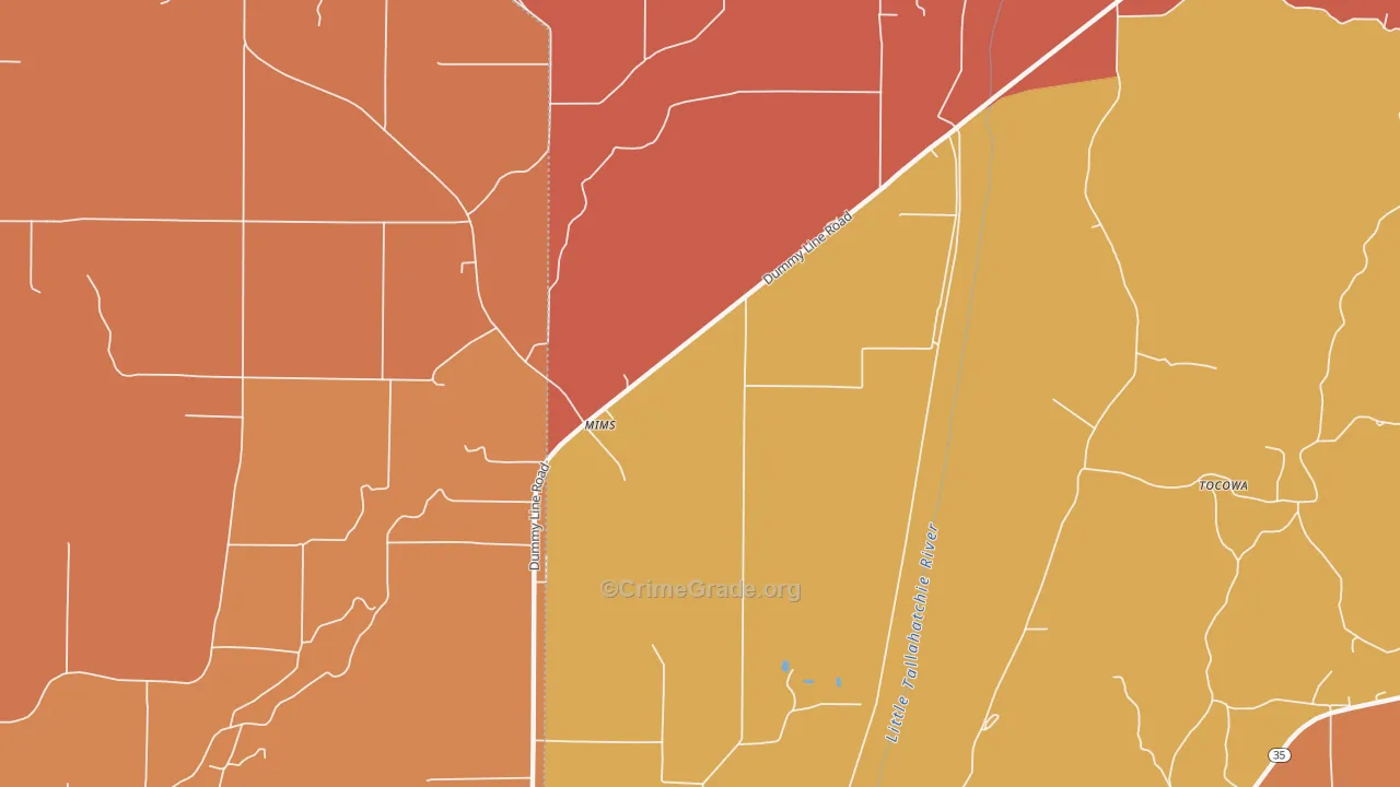 Mimms, MS Map of Vehicle Theft Rates